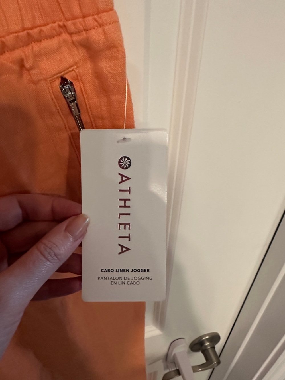 Athleta Neon Orange Linen Joggers Size 10TALL - Picture 2 of 7